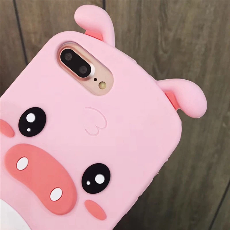 New-Cute-cartoon-animal-Pink-pig-case-for-iphone-X-8-7-plus-fashion-soft-silicone (3)