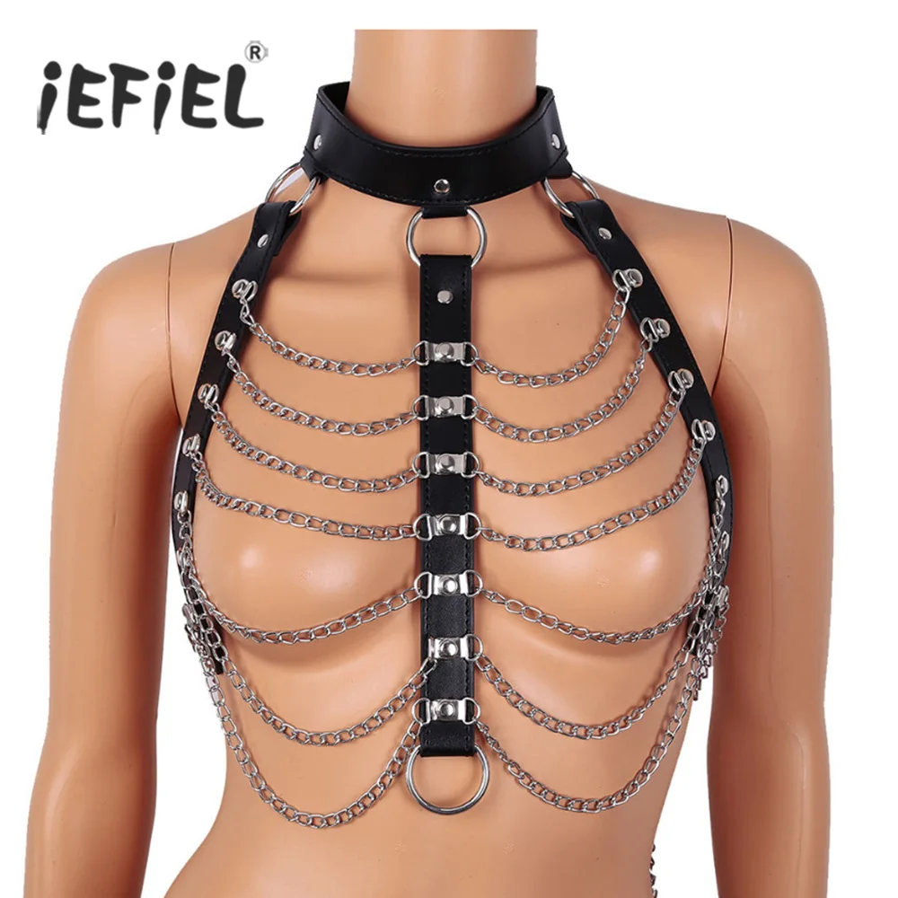 Hot Unisex Imitation Leather Punk Gothic Halter Neck Metal Chain Tassel Chest Belt with Lock Costumes Bondage Body Chest Harness
Hot Unisex Imitation Leather Punk Gothic Halter Neck Metal Chain Tassel Chest Belt with Lock Costumes Bondage Body Chest Harness