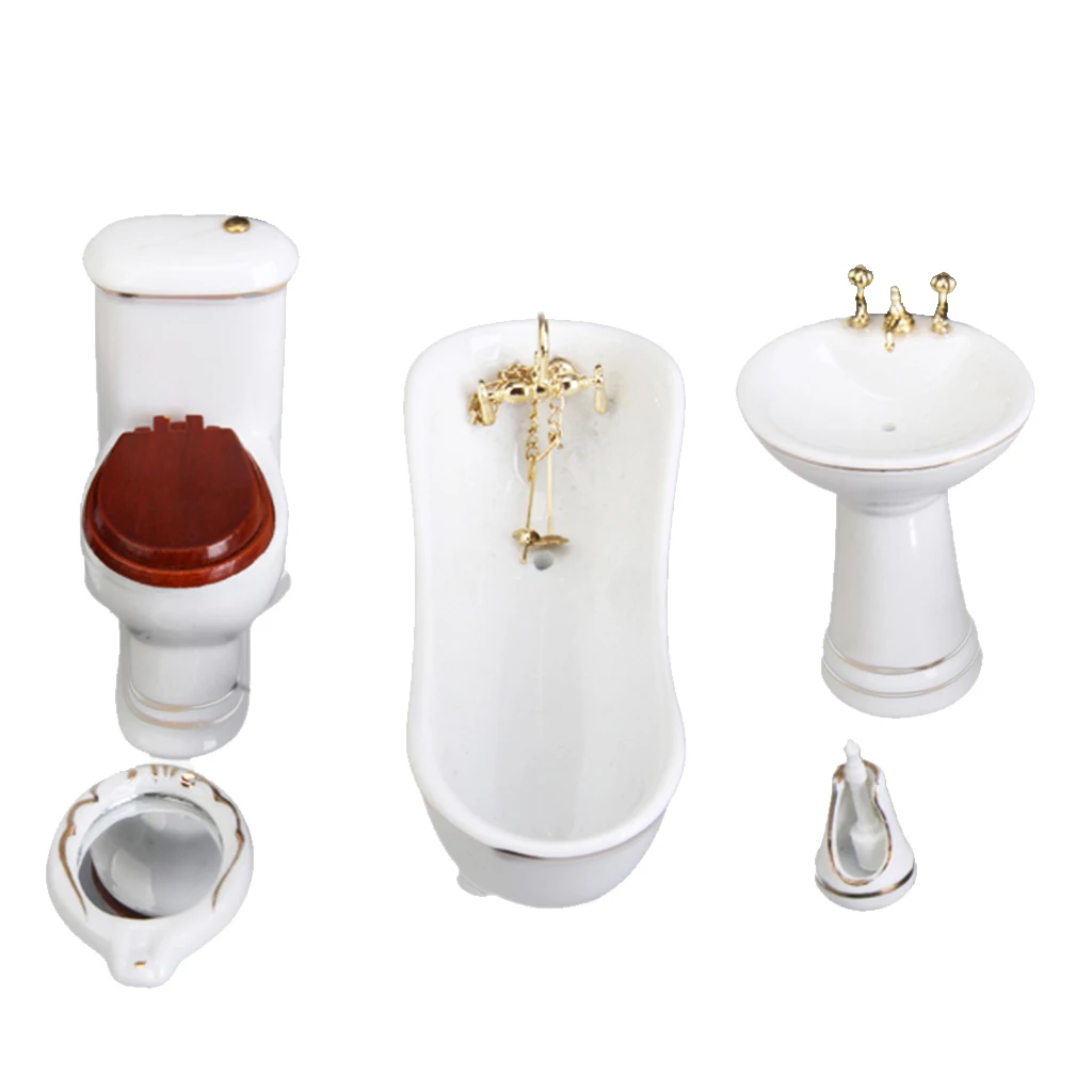 1/12 Scale White Dollhouse Miniature Bathroom Cabinet Furniture Set Decoration Accessory Toys Pretend Play for Children 1/12 Scale White Dollhouse Miniature Bathroom Cabinet Furniture Set Decoration Accessory Toys Pretend Play for Children