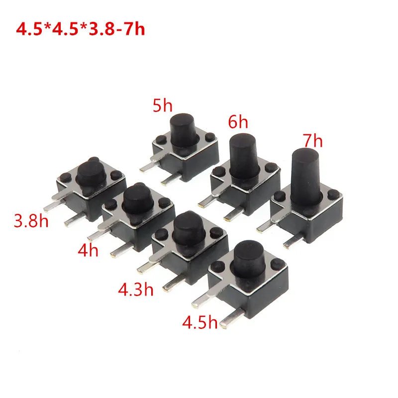 100pcs/lot 4.5*4.5*3.8-7mm (Side three Pin DIP) Black Mini Push Button Momentary Tact Button Switch Copper
100pcs/lot 4.5*4.5*3.8-7mm (Side three Pin DIP) Black Mini Push Button Momentary Tact Button Switch Copper