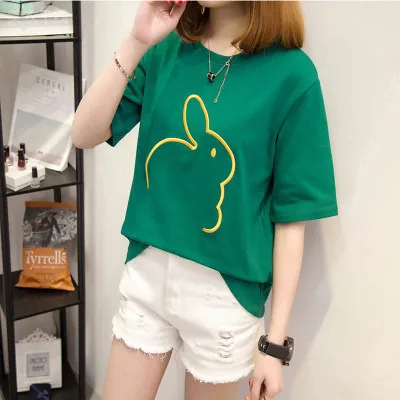New Summer Fashion Women Loose Rabbit T Shirts Simple Exquisite Ladies Party Office Shopping OL T-shirt Clothes XXL | Женская одежда