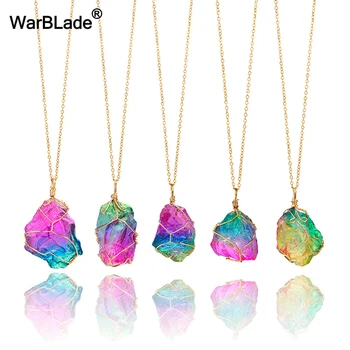 WarBLade New 10pcs Rainbow Natural Stone Crystal Pendant Necklace Wire Wrapping Irregular Drusy Quartz Stone Necklaces For Women
WarBLade New 10pcs Rainbow Natural Stone Crystal Pendant Necklace Wire Wrapping Irregular Drusy Quartz Stone Necklaces For Women