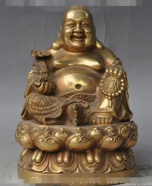 S00325 9" chinese buddhism brass wealth ruyi lotus flower happy Maitreya Buddha statue
S00325 9" chinese buddhism brass wealth ruyi lotus flower happy Maitreya Buddha statue