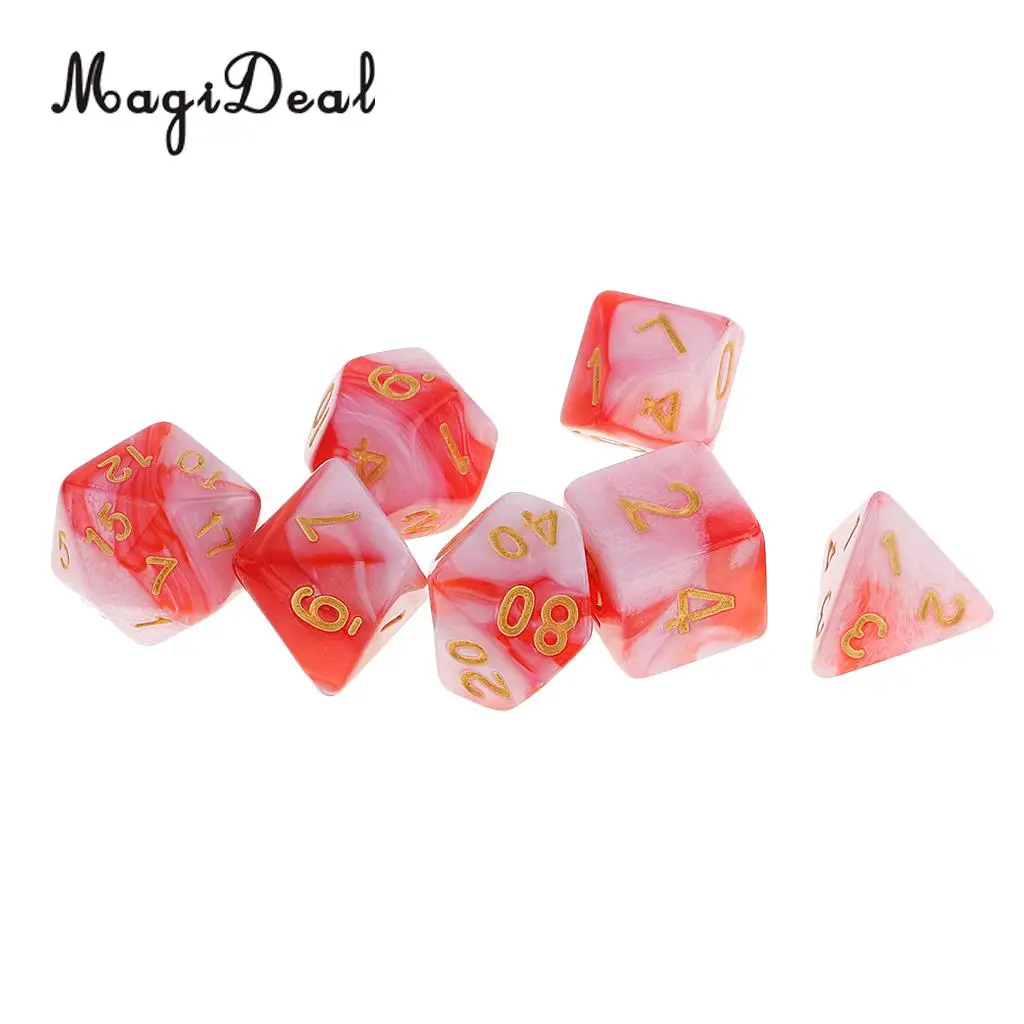 MagiDeal 42Pcs/Lot Double Colors Acrylic Polyhedral Dice 16mm for Dungeons Dragons DND MTG RPG Table Party Game Pub Bar Toys