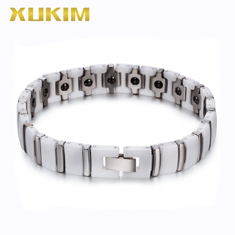 XMB106 Xukim Jewelry titanium steel Health Magnet Bracelets white sliver Color Men ceramic charm Bracelet new hot fasion gift
XMB106 Xukim Jewelry titanium steel Health Magnet Bracelets white sliver Color Men ceramic charm Bracelet new hot fasion gift