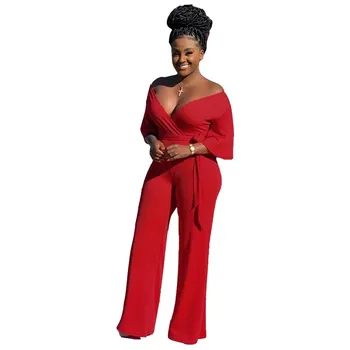 2019 Women Lace Up Wide Leg Jumpsuit Casual Off Shoulder Playsuit Sexy V Neck Overalls
2019 Women Lace Up Wide Leg Jumpsuit Casual Off Shoulder Playsuit Sexy V Neck Overalls