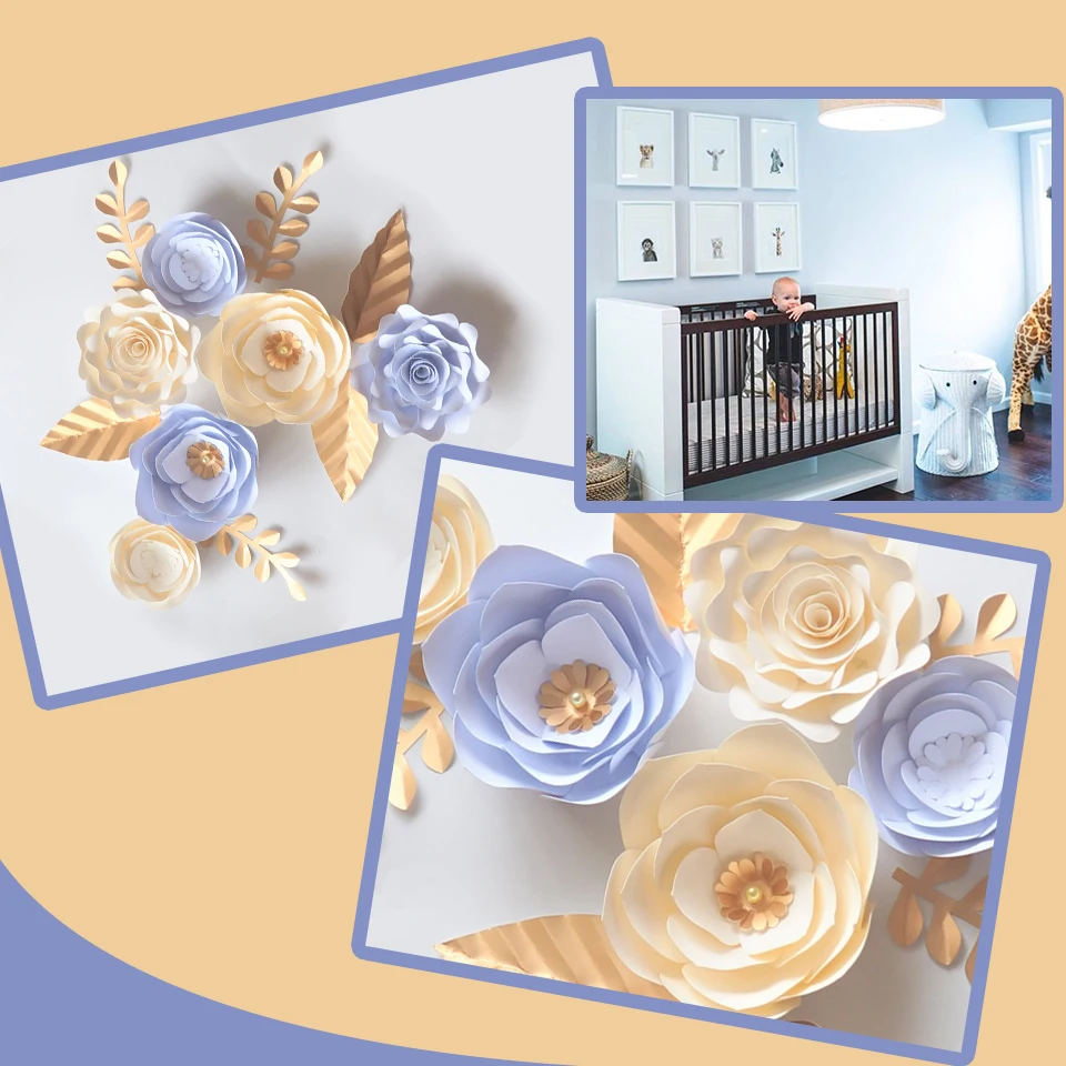 White Ivory Handmade Flor DIY Paper Flowers Gold Leaves Set For Nursery Wall Deco Girls Room Baby Shower Video Tutorials
White Ivory Handmade Flor DIY Paper Flowers Gold Leaves Set For Nursery Wall Deco Girls Room Baby Shower Video Tutorials