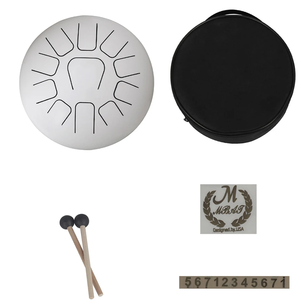 Percussion Drum 12 Inch Steel Tongue Drum 11-Tone Hand Pan Drum Percussion Instrument with Drum Mallets Bag Note Sticks
Percussion Drum 12 Inch Steel Tongue Drum 11-Tone Hand Pan Drum Percussion Instrument with Drum Mallets Bag Note Sticks