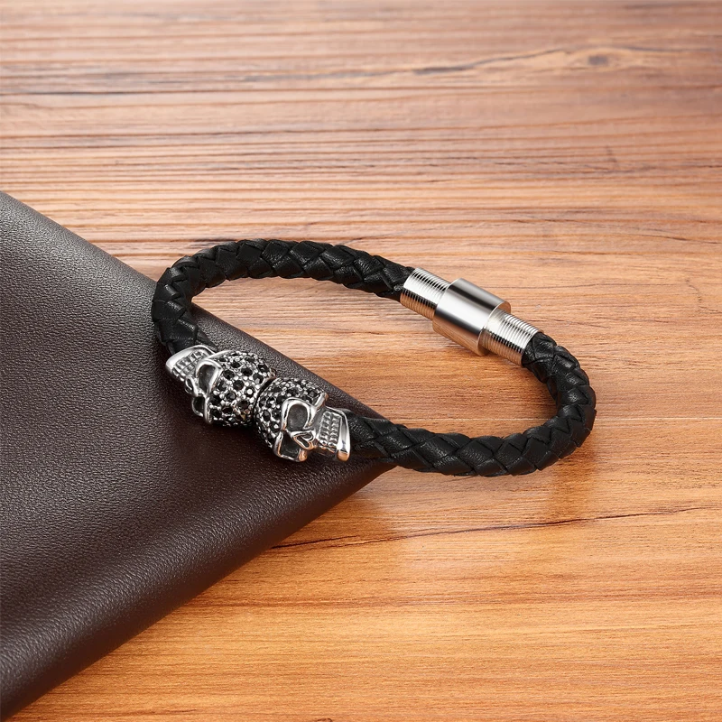 MINIMALISME-merk-roestvrij-stalen-schedel-armband-mannen-zilveren-armbanden-armbanden-draad-plug-gesp-lock
