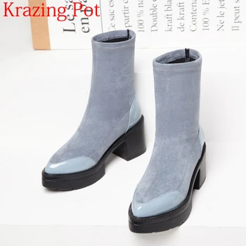 Superstar Pointed Toe Concise Autumn Shoes High Heels Stretch Boots Platform Increased Brand Nightclub Women Ankle Boots L1f1
Superstar Pointed Toe Concise Autumn Shoes High Heels Stretch Boots Platform Increased Brand Nightclub Women Ankle Boots L1f1