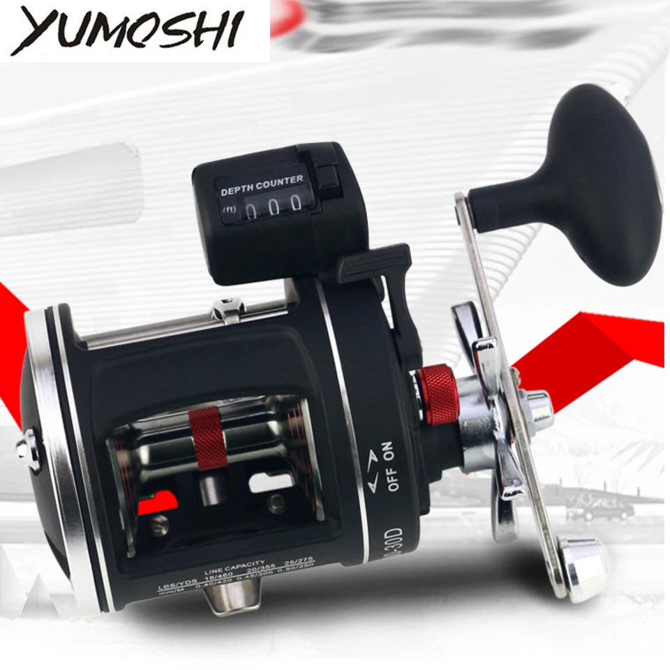 

YUMOSHI black 12 BB Fishing Reel High Speed Fishing Reel With Electric Depth Counting Multiplier Fishing Trolling Reel ACl