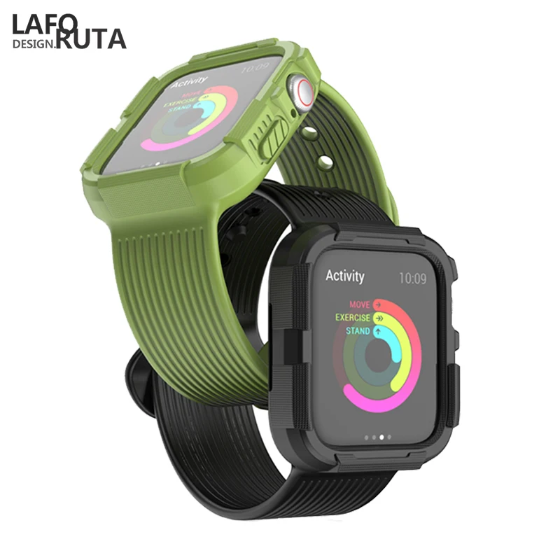 Мягкий силиконовый чехол ремешок для Apple Watch Series 6 5 4 спортивный ударопрочный Iwatch SE