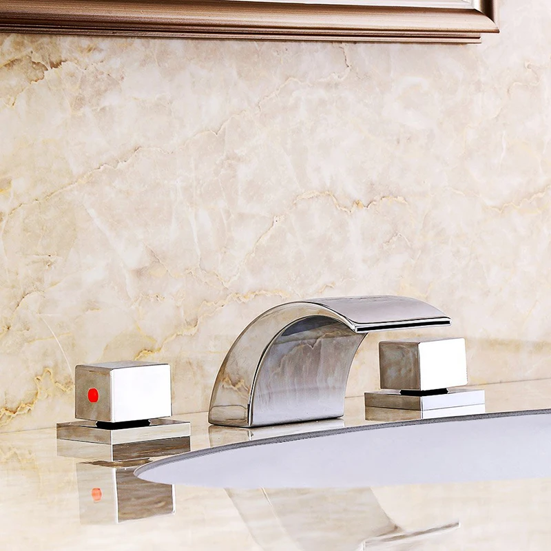 quyanre wanfan frap Temperature Controlled Faucet Water Tap Bathroom Waterfall Faucet Bathroom Faucets LED Faucet5
