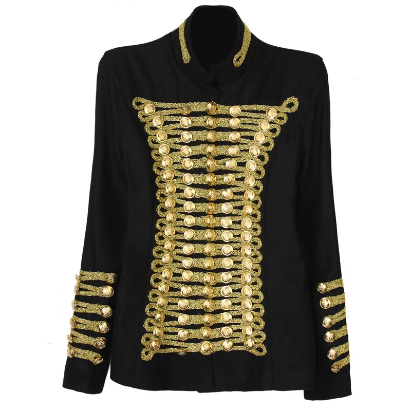 Women retro autumn unique runway rock punk jacket wool blends Napoleon gold buttons high quality vintage jacket
Women retro autumn unique runway rock punk jacket wool blends Napoleon gold buttons high quality vintage jacket