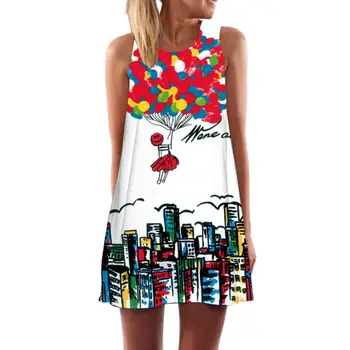 ZH 2017 Women Summer Dress casual sleeveless Loose floral print mini dresses plus size woman clothing dress 
ZH 2017 Women Summer Dress casual sleeveless Loose floral print mini dresses plus size woman clothing dress