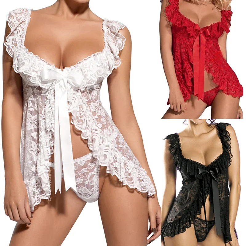 Novelty temptation Women Sexy Lingerie Erotic Costumes Lace Sleepwear Nightgown + G String Body doll Underwear Sleepwear QQNY22
Novelty temptation Women Sexy Lingerie Erotic Costumes Lace Sleepwear Nightgown + G String Body doll Underwear Sleepwear QQNY22