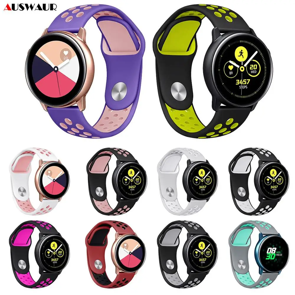Двухцветный силиконовый ремешок для часов samsung Galaxy Watch Active 42 мм gear Sport спортивный