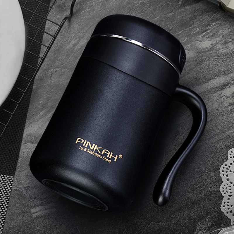 Pinka 350 мл 304 нержавеющая сталь термос кружки офисная чашка с ручкой крышкой