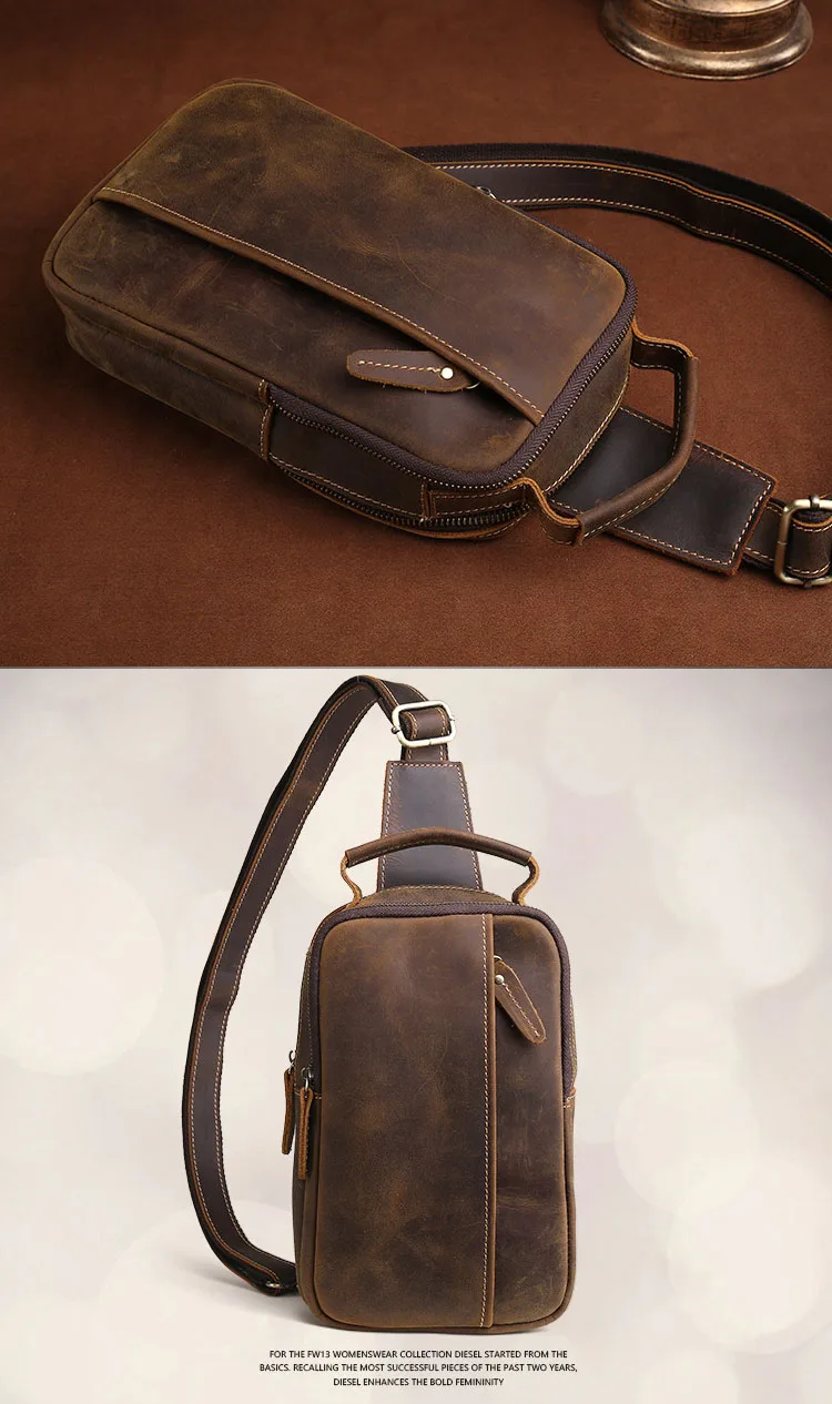 Woosir Genuine Leather Small Sling Bag for Men