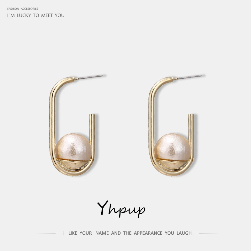 Yhpup Personality Minimalist Korean Imitation Pearls Stud Earrings Geometric Copper High Quality Metal Earring for Female Office
Yhpup Personality Minimalist Korean Imitation Pearls Stud Earrings Geometric Copper High Quality Metal Earring for Female Office