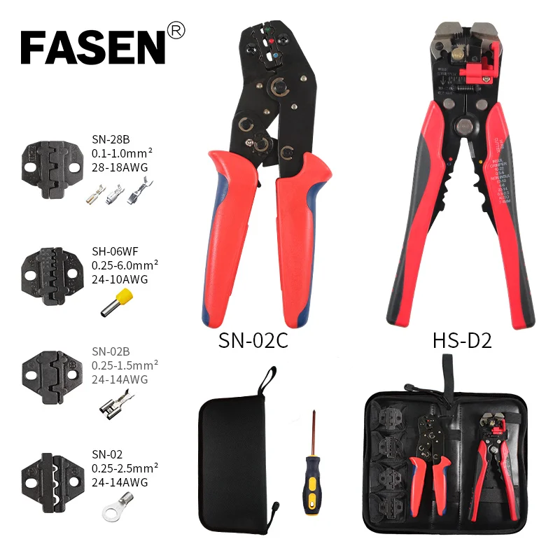 

4 In 1 Multi Wire Crimper Tools Kit Engineering Ratchet Terminal Crimping Plier with Wire Stripper Screwdriver 4 Spare Terminals