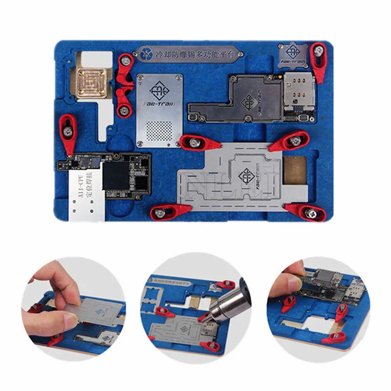 Eplosion-proof Cooling Tin Multi-functional Platform For iPhone X Motherboard Fixture A11 Circuit Board PCB Holder Jig
Eplosion-proof Cooling Tin Multi-functional Platform For iPhone X Motherboard Fixture A11 Circuit Board PCB Holder Jig