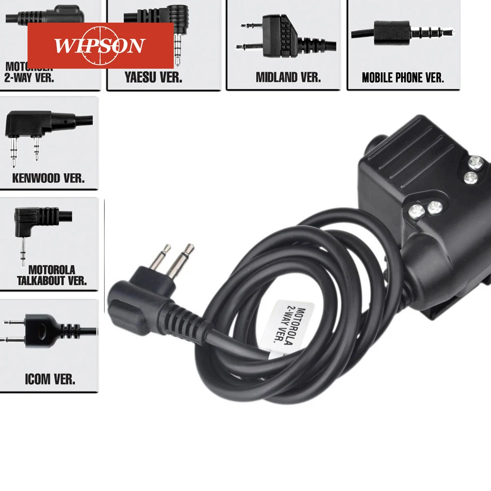 WIPSON Tactical PTT U94 for Kenwood/ Midland/ ICOM Ham Military Radio Walkie Talkie Headset
WIPSON Tactical PTT U94 for Kenwood/ Midland/ ICOM Ham Military Radio Walkie Talkie Headset