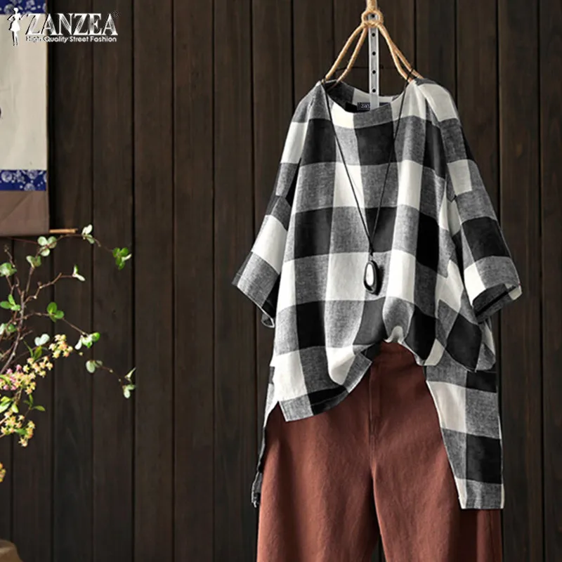 2019 Plus Size ZANZEA Summer Tunic Tops Women Half Sleeve Vintage Plaid Loose Check Party Blouse Shirt Female Blusas Chemise
2019 Plus Size ZANZEA Summer Tunic Tops Women Half Sleeve Vintage Plaid Loose Check Party Blouse Shirt Female Blusas Chemise