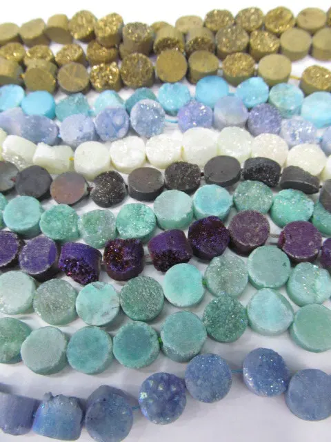 Drilled--AA Grade 8-12mm full strand Genuine Duzy Drusy Agate Round Button Rose AB mystic Rainbow Blue Champagne Clear White Cab
Drilled--AA Grade 8-12mm full strand Genuine Duzy Drusy Agate Round Button Rose AB mystic Rainbow Blue Champagne Clear White Cab