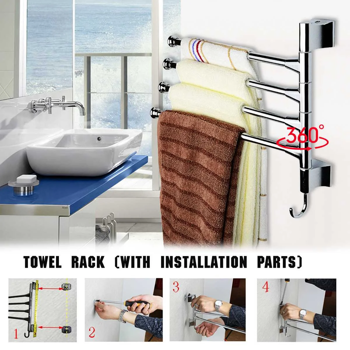 1 PC Stainless Steel 360 Degree Rotation Rotating Towel Rack Bathroom Kitchen Towel Hardware For Bar Towel Clothes
1 PC Stainless Steel 360 Degree Rotation Rotating Towel Rack Bathroom Kitchen Towel Hardware For Bar Towel Clothes