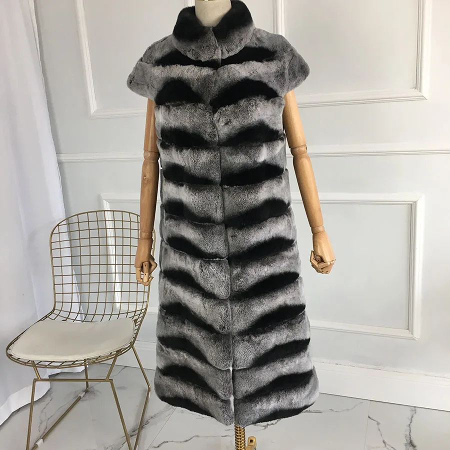 Extra long length real fur vest natural rex rabbit fur sleeveless jacket genuine rabbit fur winter chinchilla color
Extra long length real fur vest natural rex rabbit fur sleeveless jacket genuine rabbit fur winter chinchilla color