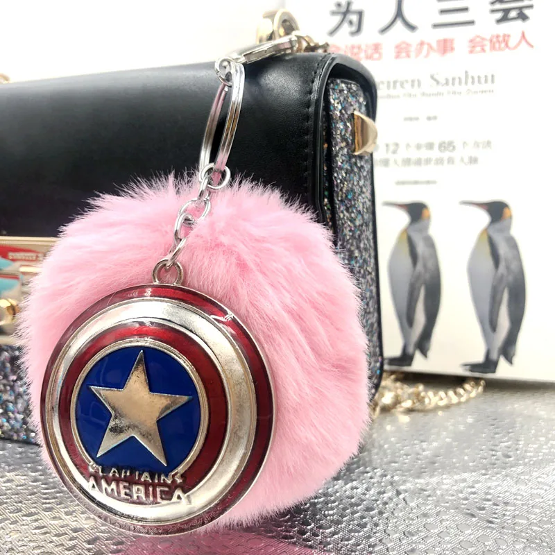 Captain America Keychain Pompom Avengers Key Chains Jewelry Fur Ball Key Chain Fluffy Pom Pom Keyring For Women Car Bag Key Ring
Captain America Keychain Pompom Avengers Key Chains Jewelry Fur Ball Key Chain Fluffy Pom Pom Keyring For Women Car Bag Key Ring