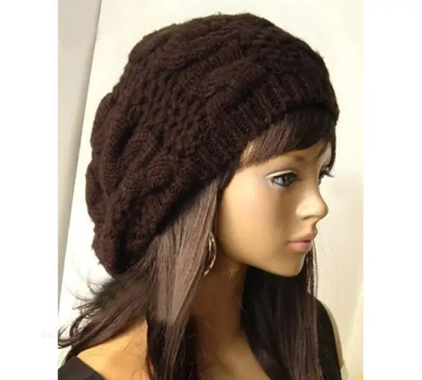 

New Style Fashion Women's Lady Beret Braided Baggy Beanie Crochet Warm Winter Hat Ski Cap Wool Knitted feminina