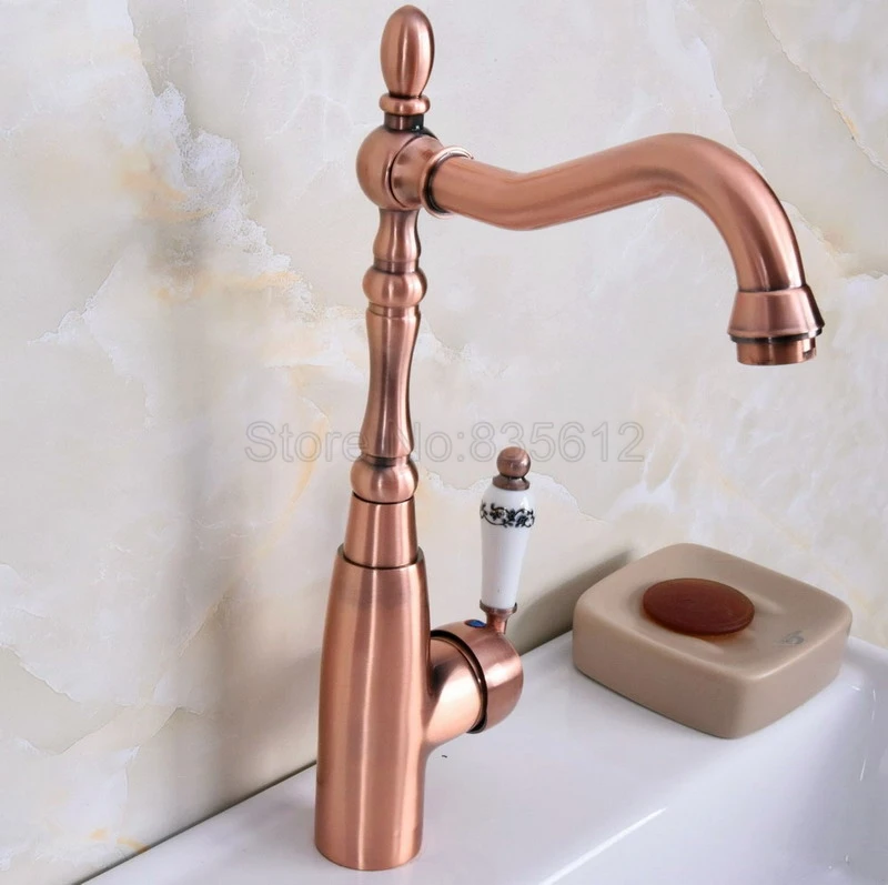 Red Copper Swivel Spout Bathroom Faucet Wash Basin Mixer Sink Faucets Deck Mount Single Lever Cold & Hot Water Mixer Taps Wnf632
Red Copper Swivel Spout Bathroom Faucet Wash Basin Mixer Sink Faucets Deck Mount Single Lever Cold & Hot Water Mixer Taps Wnf632