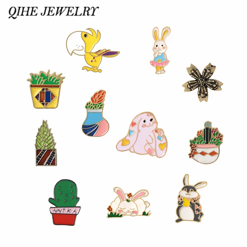 QIHE JEWELRY Cartoon pins collection Potted Plant Cactus Bunny Rabbit Flower Lapel pins Badges Brooches for women girl
QIHE JEWELRY Cartoon pins collection Potted Plant Cactus Bunny Rabbit Flower Lapel pins Badges Brooches for women girl