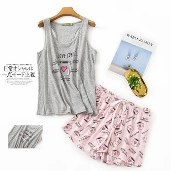 Women's pajama sets sleeveless grey pink color with cute coffee cups printed round neck cotton causal pajama sets hot selling
Women's pajama sets sleeveless grey pink color with cute coffee cups printed round neck cotton causal pajama sets hot selling