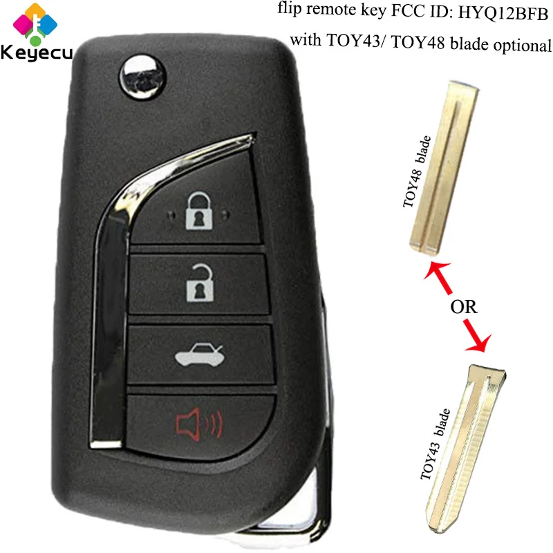 KEYECU Flip Remote Control Car Key - 4 Buttons& 315MHz& H Chip& TOY43/ TOY48 Blade - FOB for Toyota Camry 2018 FCC ID: HYQ12BFB
KEYECU Flip Remote Control Car Key - 4 Buttons& 315MHz& H Chip& TOY43/ TOY48 Blade - FOB for Toyota Camry 2018 FCC ID: HYQ12BFB