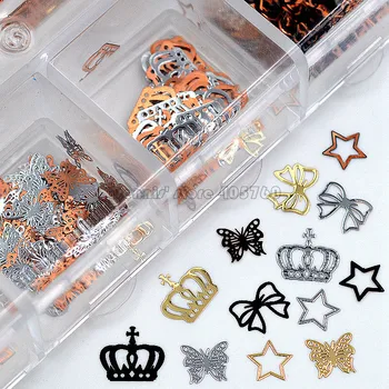 Mix 3 Colors 4 Shape Stars Crown Butterfly Bowtie Metal Sequin Nail Art Rhinestones Slice Decorations DIY Salon Tip
Mix 3 Colors 4 Shape Stars Crown Butterfly Bowtie Metal Sequin Nail Art Rhinestones Slice Decorations DIY Salon Tip