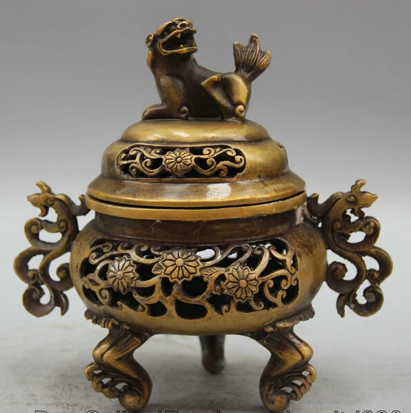 JP S0524 8" Marked Chinese Copper 3 Foot Beast Pi Xiu handle Incense Burner Censer
JP S0524 8" Marked Chinese Copper 3 Foot Beast Pi Xiu handle Incense Burner Censer