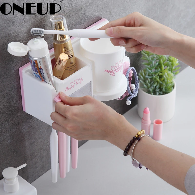 ONEUP Environmentally Friendly Multi-Function Wall-Mounted Toothbrush Holder Squeezed Toothpaste Mouthwash Cup Bathroom Set
ONEUP Environmentally Friendly Multi-Function Wall-Mounted Toothbrush Holder Squeezed Toothpaste Mouthwash Cup Bathroom Set