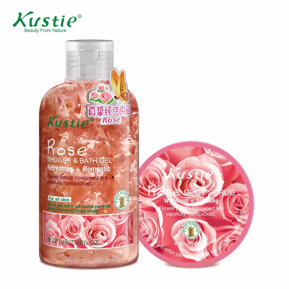 Kustie Natural 220ml Romantic Rose Shower Gel+ 100ml Body Scrub Promotion Set | Красота и здоровье