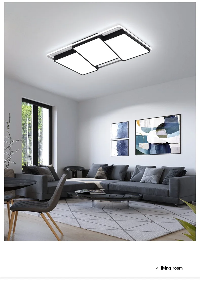 Black White Modern LED Chandelier Lighting For Living Dining Room Bedroom Acrylic Lustre Luminaria Lampadario Ceiling Chandeliers 5