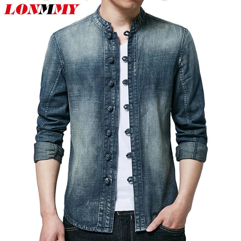 LONMMY 4XL Denim shirt men Cotton 80% casual blusas masculina Men clothes Standing collar cowboy jeans male shirt 2018
LONMMY 4XL Denim shirt men Cotton 80% casual blusas masculina Men clothes Standing collar cowboy jeans male shirt 2018