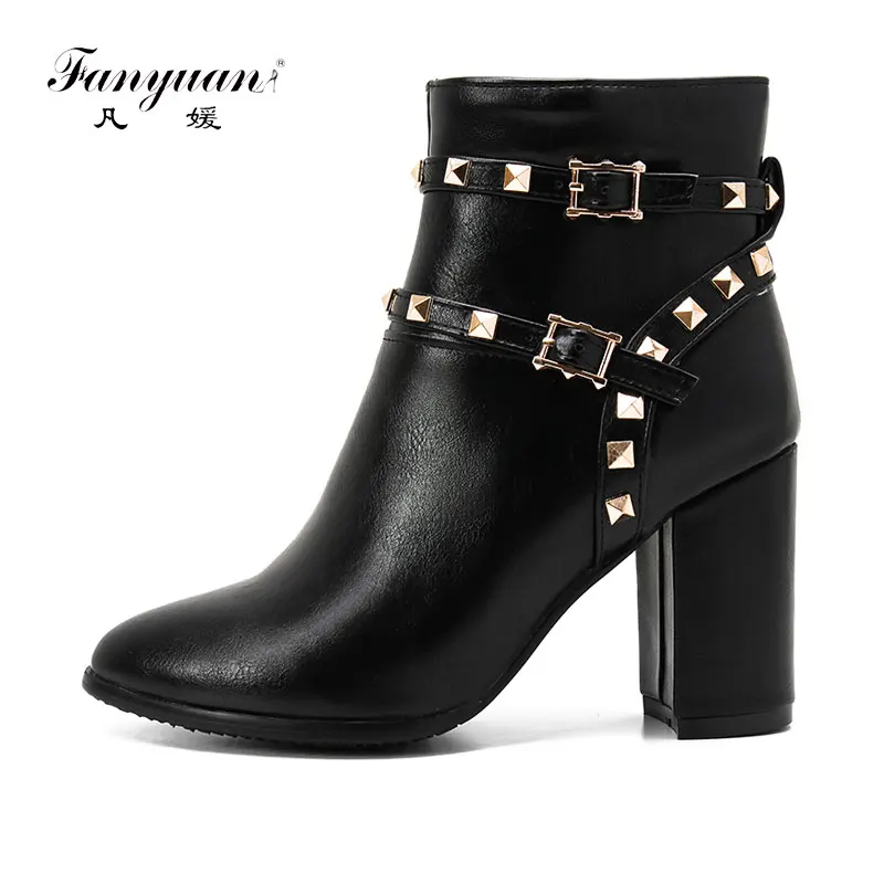 Fanyuan 2018 design pointed toe thick square heel riding rivets women Martin ankle boots fashion PU leather boots size 44
Fanyuan 2018 design pointed toe thick square heel riding rivets women Martin ankle boots fashion PU leather boots size 44