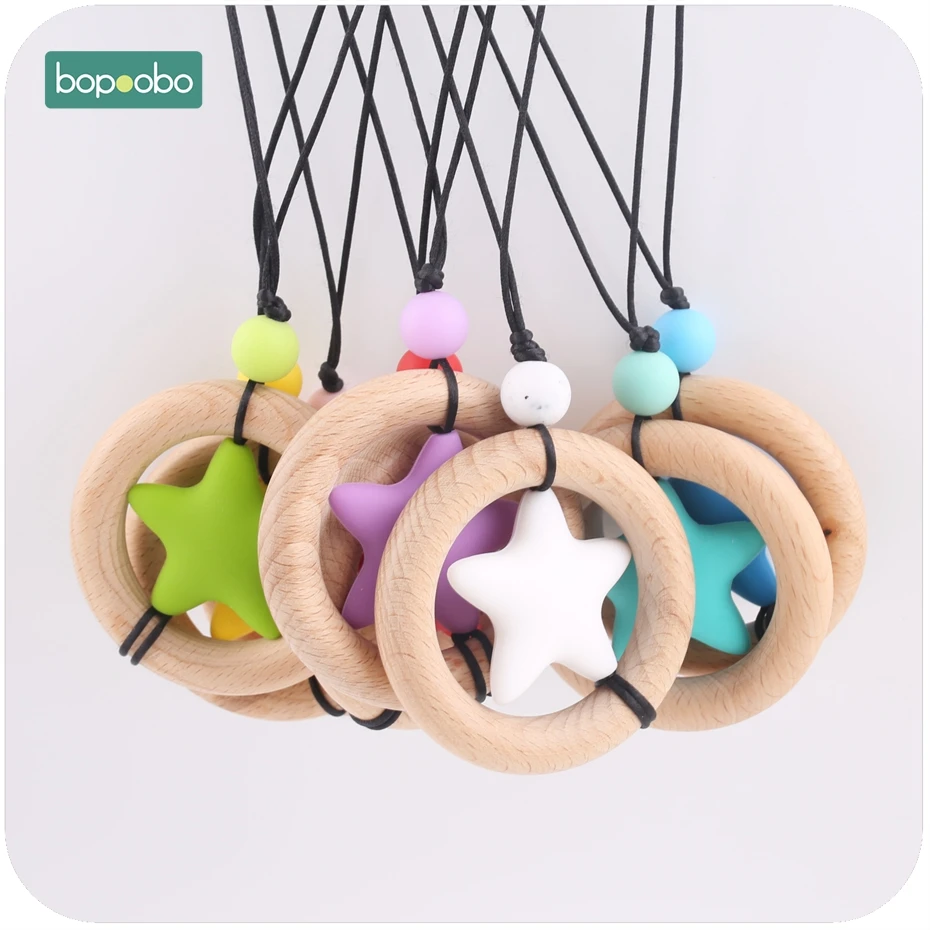 Bopoobo 1PC Food Grade Material Silicone Star Wooden Ring Necklace Sensory Strolle Toys New-born Gift Breastfeeding Baby Teether
Bopoobo 1PC Food Grade Material Silicone Star Wooden Ring Necklace Sensory Strolle Toys New-born Gift Breastfeeding Baby Teether