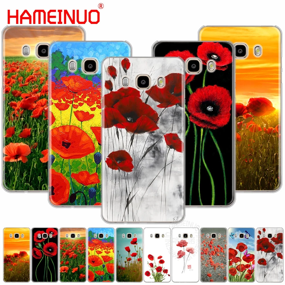 HAMEINUO Красный мак цветочный узор чехол для телефона Samsung Galaxy J1 J2 J3 J5 J7 MINI ACE 2016 2015 prime
