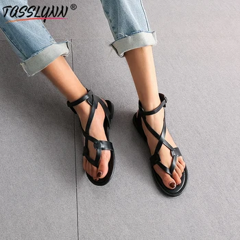 TASSLYNN 2019 Ankle Strap Flat Women Sandals Rome Style Beach Shoes Summer Soft PU Black Party Low Heels Women Shoes Big Size 12
TASSLYNN 2019 Ankle Strap Flat Women Sandals Rome Style Beach Shoes Summer Soft PU Black Party Low Heels Women Shoes Big Size 12