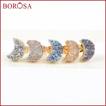 BOROSA 5pairs New Design Gold Color Moon Natural Crystal Druzy Titanium Mix Colors Drusy Stud Earrings for Women Girls G0913
BOROSA 5pairs New Design Gold Color Moon Natural Crystal Druzy Titanium Mix Colors Drusy Stud Earrings for Women Girls G0913
