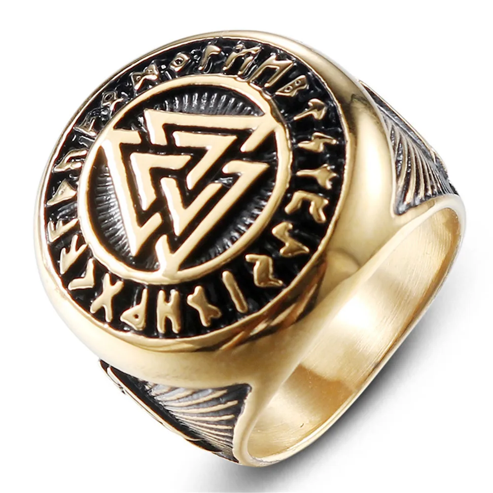 Vintage punk men's ring Viking triangle valknut ring stainless steel jewelry Metal fashion accessories male wholesale
Vintage punk men's ring Viking triangle valknut ring stainless steel jewelry Metal fashion accessories male wholesale