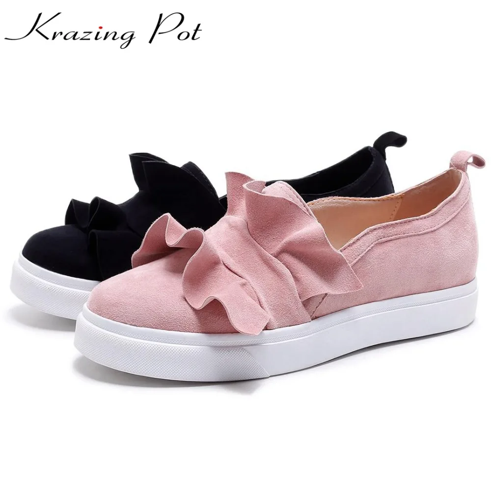 Krazing Pot sheep suede med heels wedges slip on casual leisure round toe loafers sneakers increased women vulcanized shoes L29
Krazing Pot sheep suede med heels wedges slip on casual leisure round toe loafers sneakers increased women vulcanized shoes L29